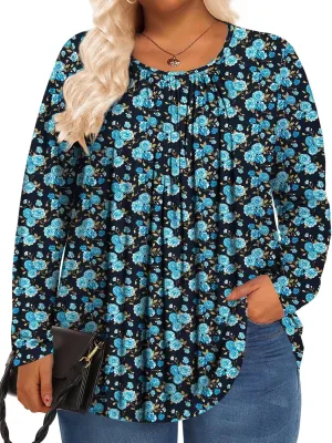 Womens Plus Size Tops Long Sleeve Shirts Fall Tunics Blouses Wear with Leggings