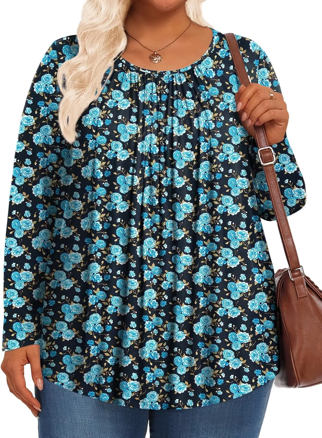 Womens Plus Size Tops Long Sleeve Shirts Fall Tunics Blouses Wear with Leggings