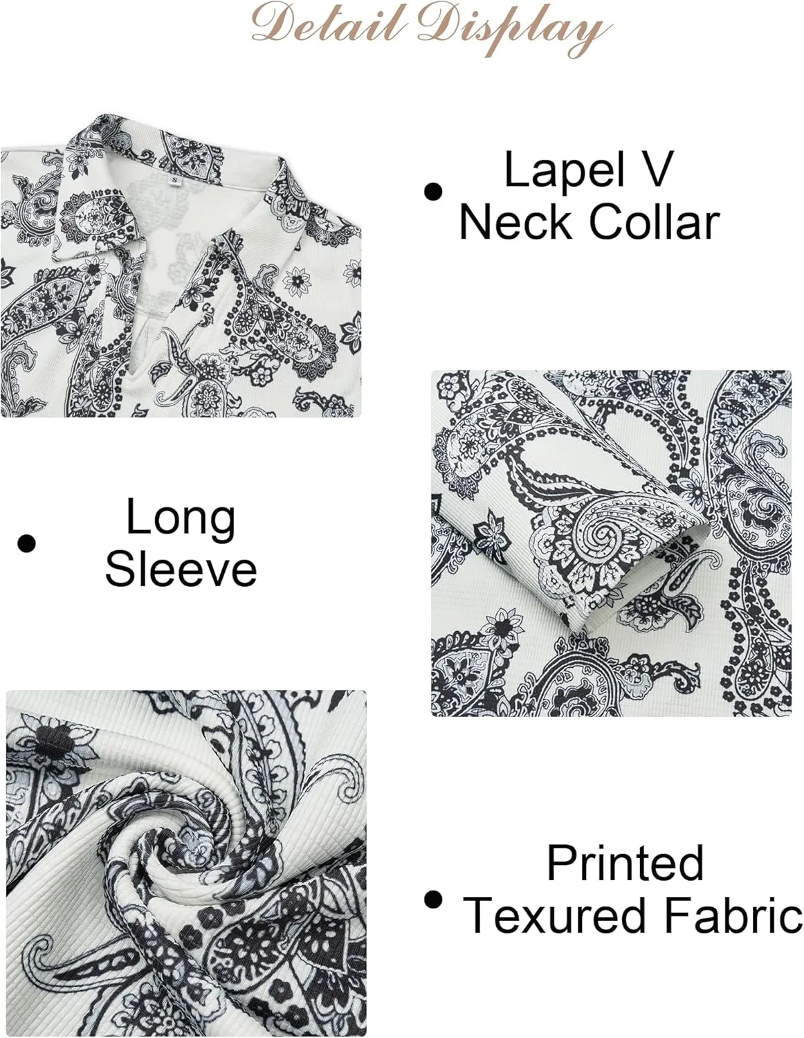 Women's Polo Shirts Collared V Neck Work Tops Long Sleeve Business Casual Dressy Blouses Textured Ribbed Tunic