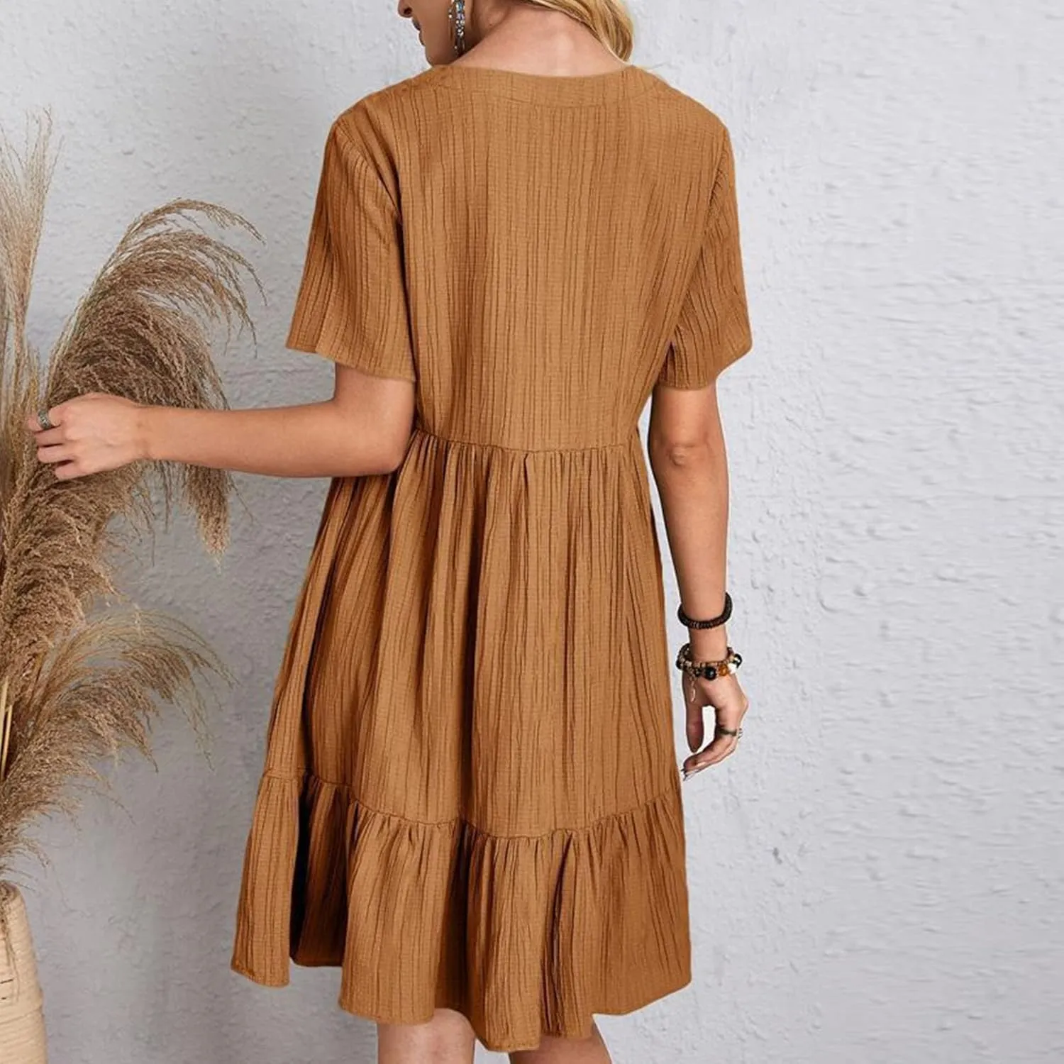 Womens Summer Dresses Sexy V Neck Party Dress Mini Ruffle Dresses Casual Beach Dress Short Sleeve Sundresses 2025