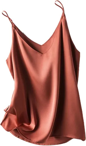 Women's V-Neck Silk Camisole Summer All-Match Bottoming Shirt Loose Fit Sleeveless Blouses