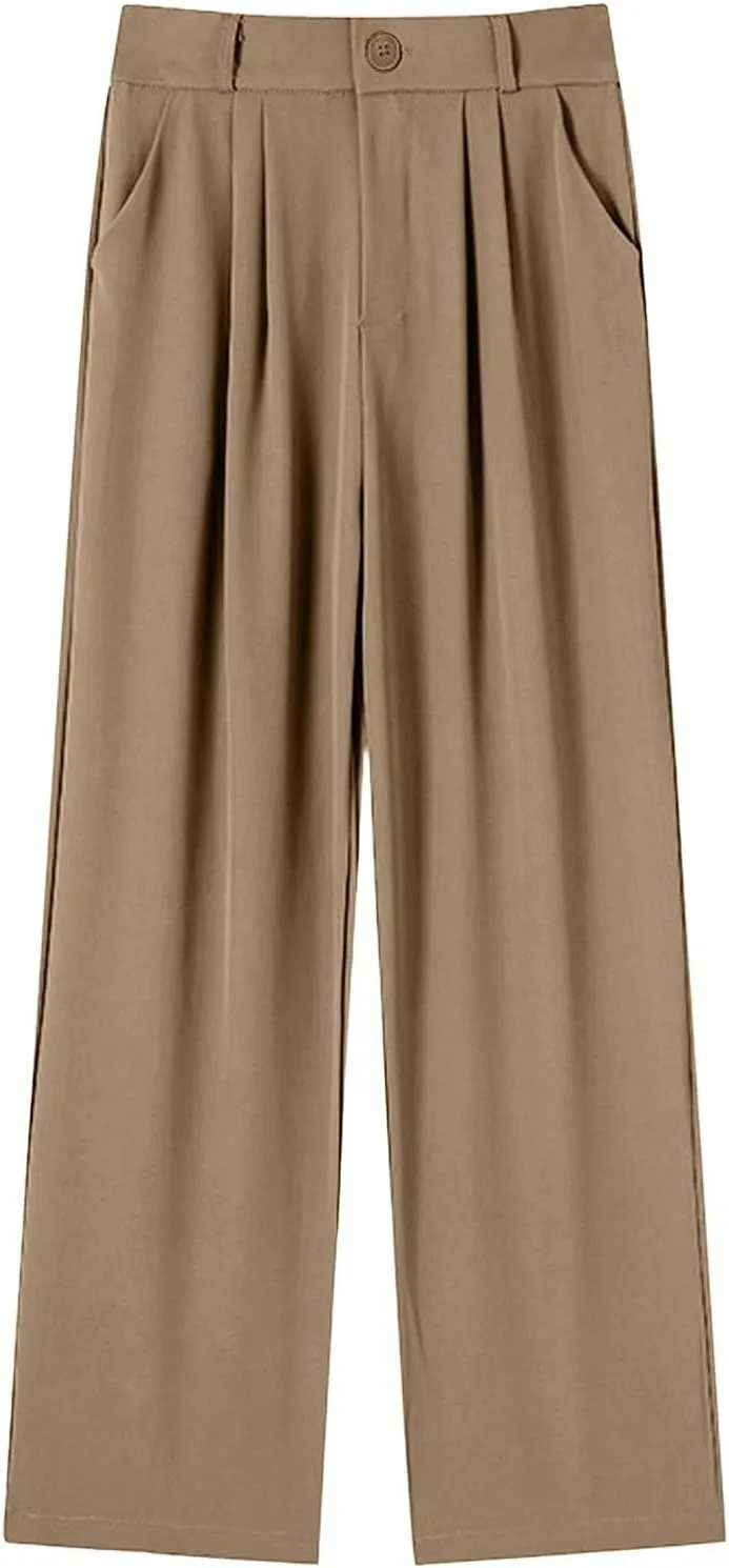 Womens Wide Leg Sweatpants Winter Joggers Work Thermal with Pockets Barrel Pants High Waisted