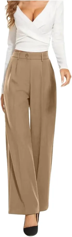 Womens Wide Leg Sweatpants Winter Joggers Work Thermal with Pockets Barrel Pants High Waisted