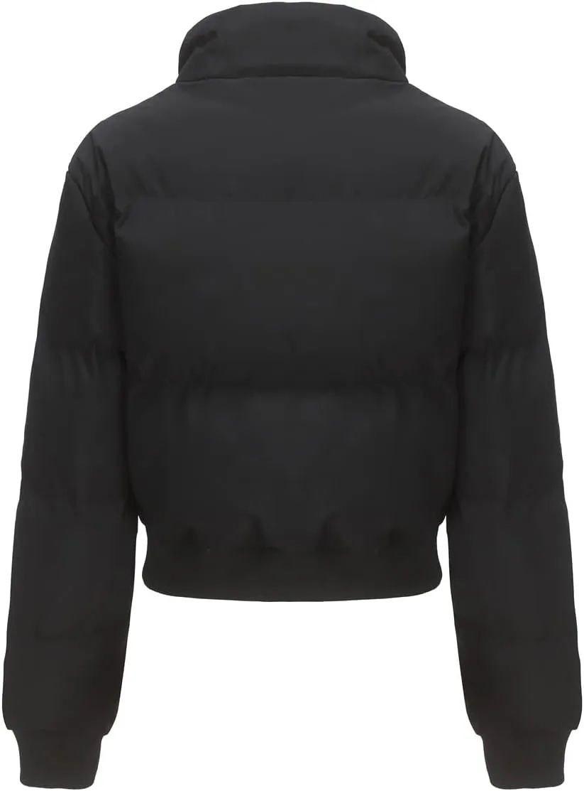 Women's Winter Puffer Jacket, High Neck, Short Length, Long Sleeve, Casual Fit, Cotton Padded Coat