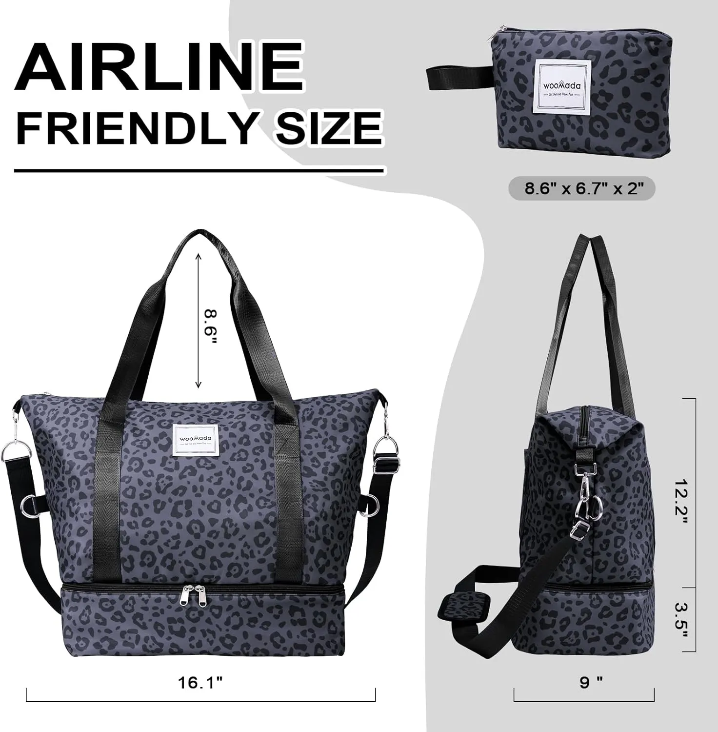 WOOMADA Weekender Bag for Women, Travel Duffel Bags with Shoe Compartment & Wet Pocket, Personal Item Bag for Airlines