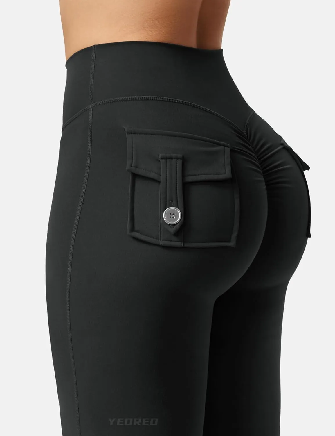 YEOREO CoreFlex Flare Leggings with Pockets for Women Scrunch Workout Leggings Butt Lifting Gym Yoga Pants