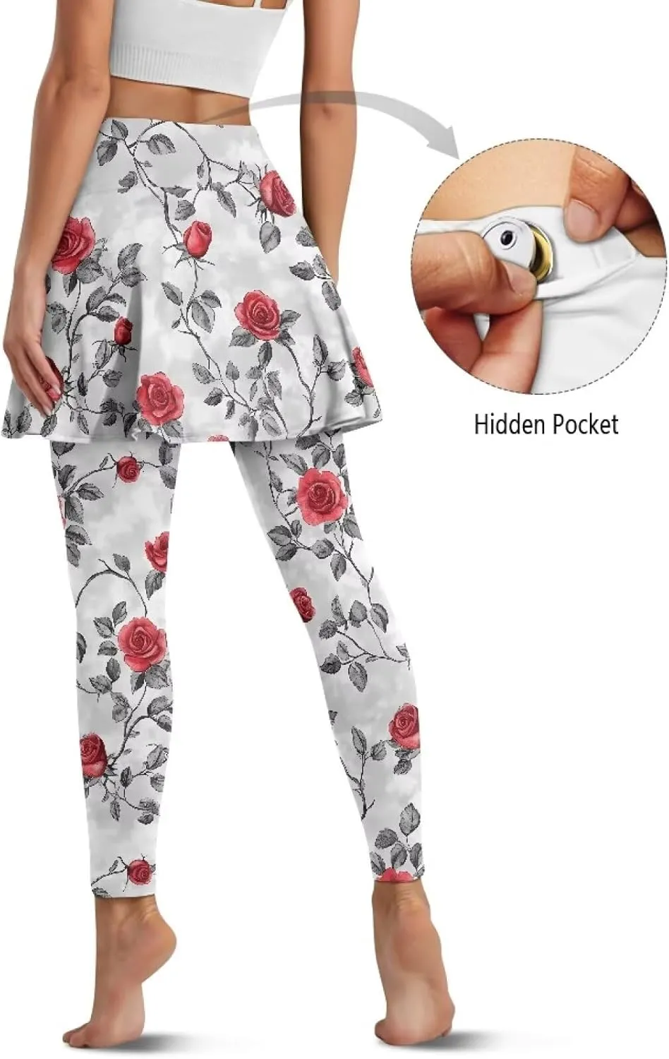 YEXIATODO Women Tennis Skirted Leggings with Pockets Yoga Leggings with Skirts Tennis Pickleball Clothing XS-3XL