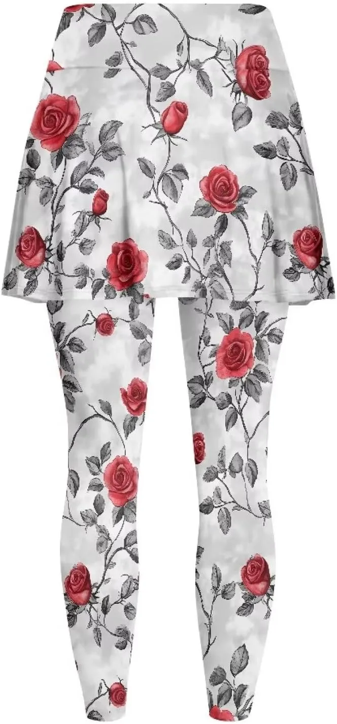 YEXIATODO Women Tennis Skirted Leggings with Pockets Yoga Leggings with Skirts Tennis Pickleball Clothing XS-3XL