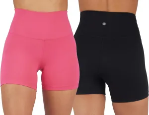 Yogalicious Womens 5, 7 High Waisted Biker Shorts Squat Proof Workout Yoga Short 2 Pack