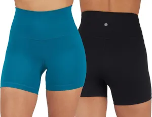 Yogalicious Womens 5, 7 High Waisted Biker Shorts Squat Proof Workout Yoga Short 2 Pack