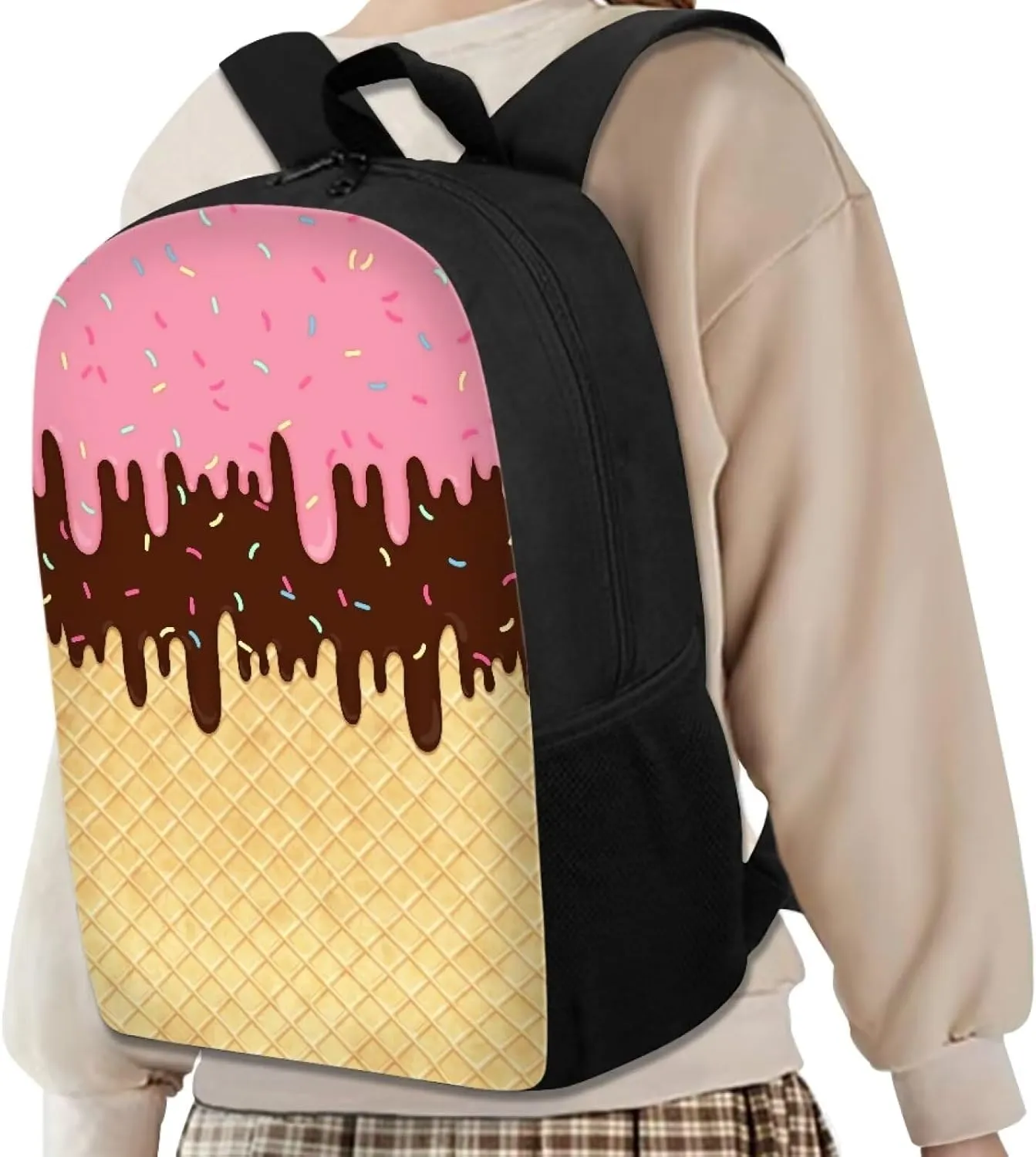 Ystardream Art Ice Cream Kids School Backpack for Teen Girls Boys Book Bag Elementary School Backpack for Girls Travel Basic Water-resistent Teenage Backpacks for Girls Middle School