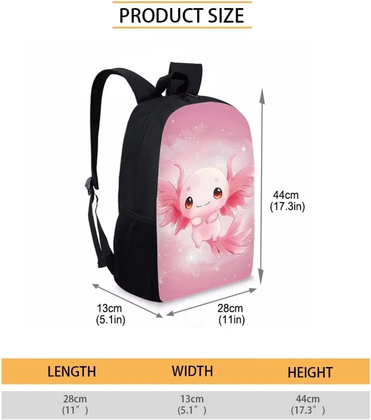 Ystardream Pink Axolotl Backpack for Girls Kids School Bags for Boys 14-16 Large Capacity Lightweight Elementary School Bags Cute Kindergarten Bookbag Middle High School Girly Gift