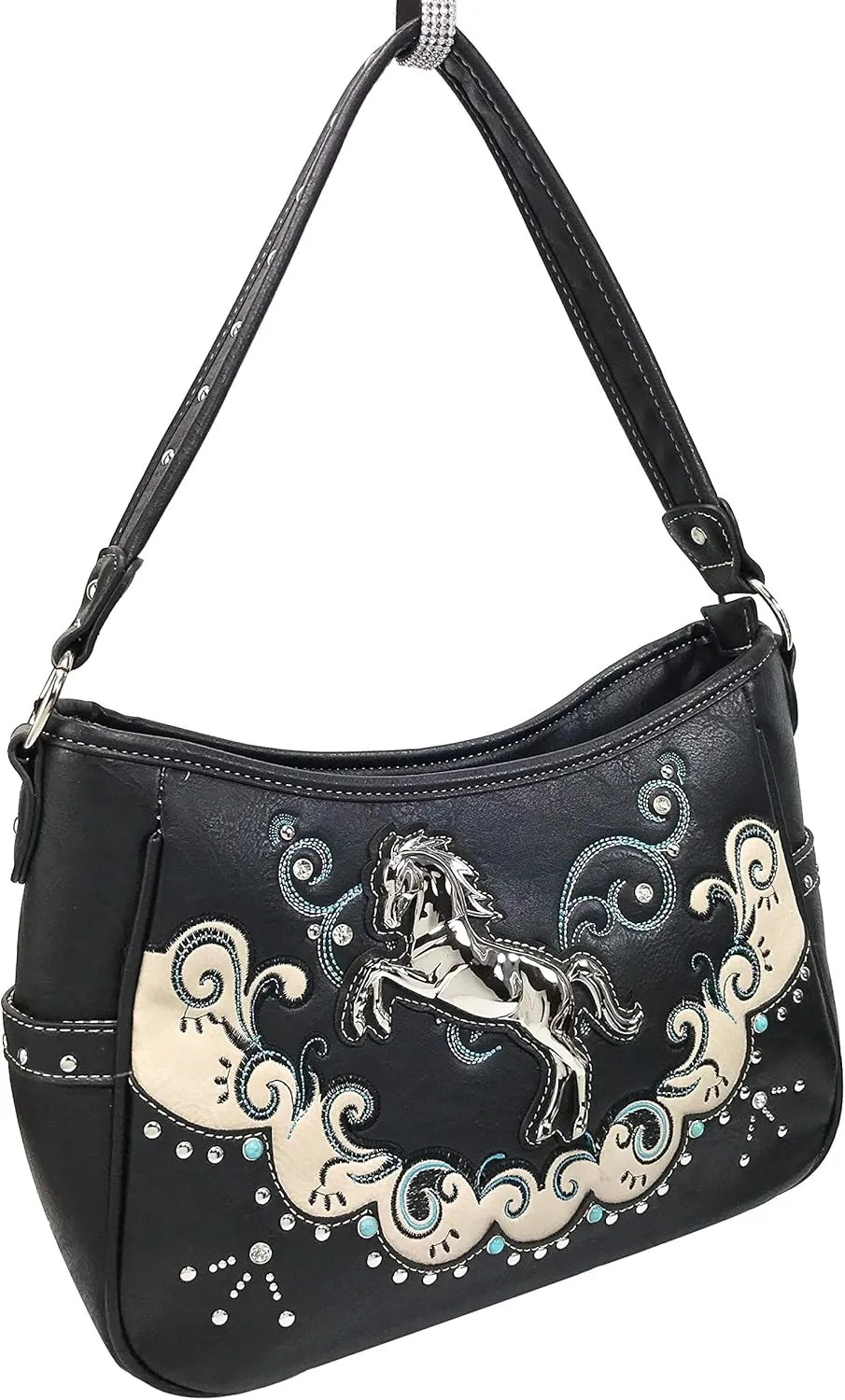 Zelris Western Mustang Horse Turquoise Conceal Carry Women Hobo Purse Wallet Set
