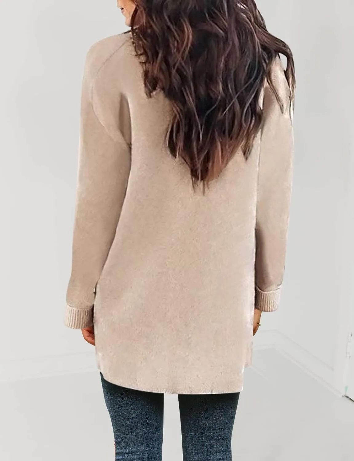 ZESICA Women's Fall Winter Long Sleeves Open Front Leopard Print Knitted Sweater Cardigan Coat Outwear