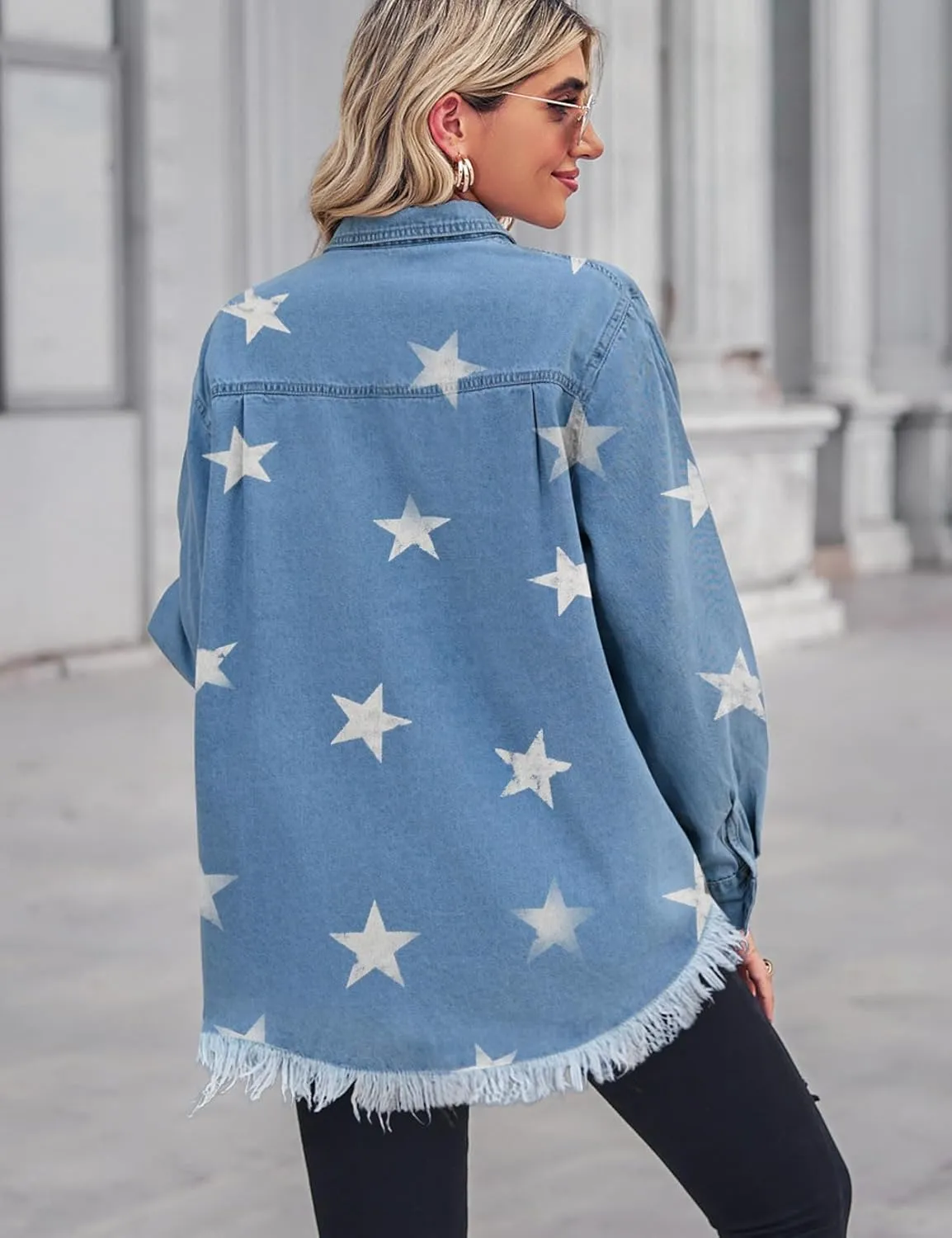 Zilcremo Women Denim Shirt Chambray Collared Jean Shirts Long Sleeve Pocket Button Down Blouses